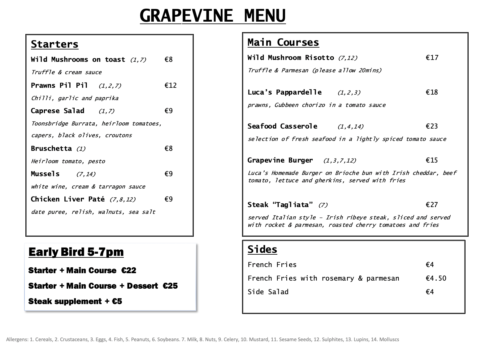 Food Menu 2020
