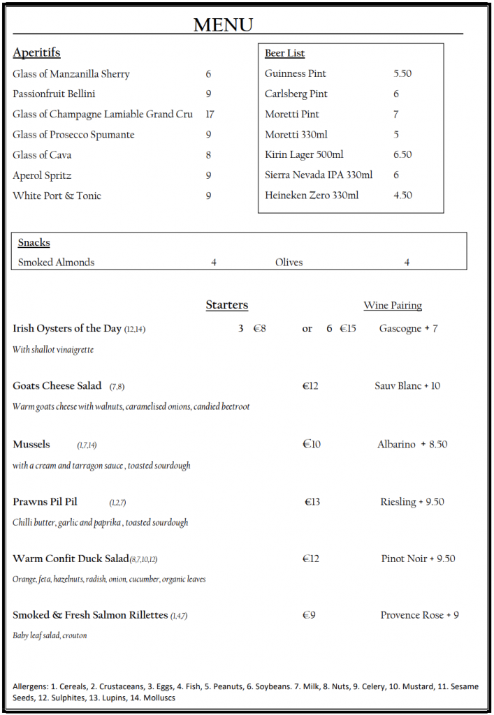 Menu 1 Grapevine